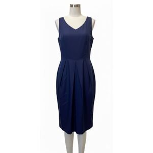 Vintage Anne Crimmins UMI Collection Silk Shift Dress Size 8 Navy Blue